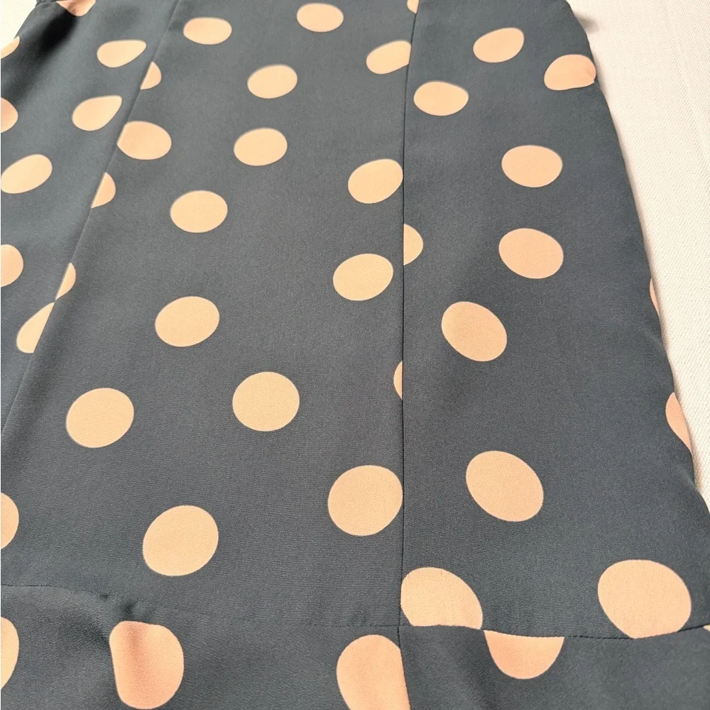 LOFT Black Dress with Pink Polka Dots and Ruffle Hem - Picture 3 of 9